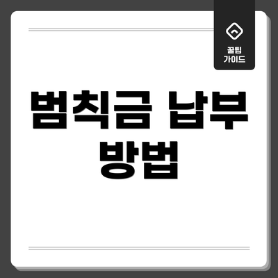 범칙금 납부 방법