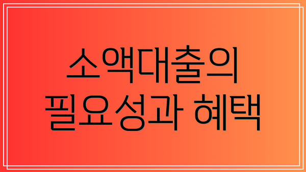 소액대출의 필요성과 혜택