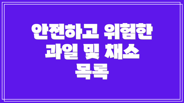 안전하고 위험한 과일 및 채소 목록