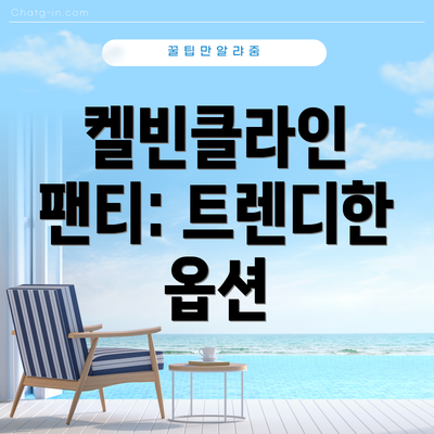 켈빈클라인 팬티: 트렌디한 옵션