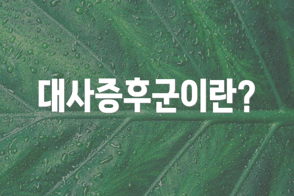 대사증후군이란?