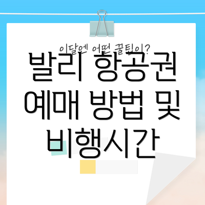 발리 항공권 예매 방법 및 비행시간
