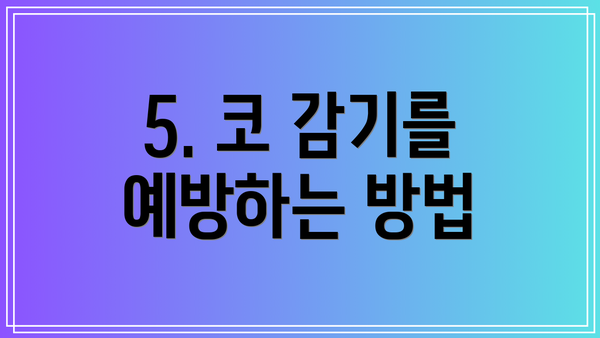 5. 코 감기를 예방하는 방법