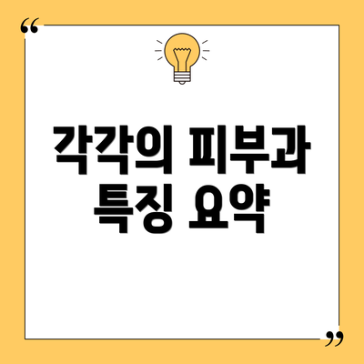 각각의 피부과 특징 요약