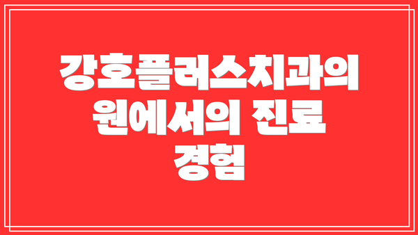 강호플러스치과의원에서의 진료 경험