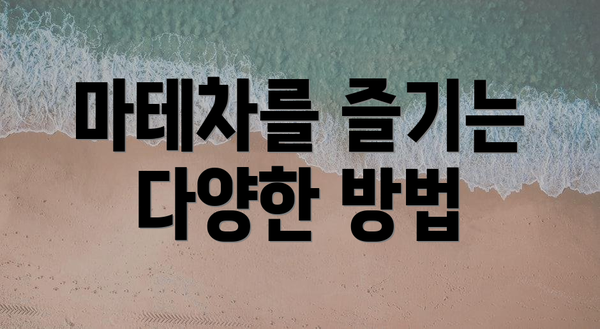 마테차를 즐기는 다양한 방법