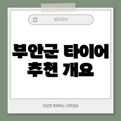 부안군 타이어 추천 개요