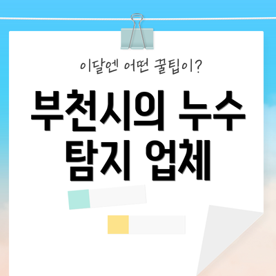 부천시의 누수 탐지 업체