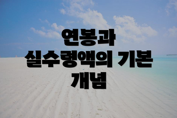 연봉과 실수령액의 기본 개념
