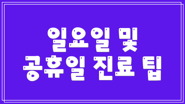일요일 및 공휴일 진료 팁