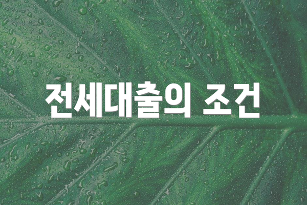 전세대출의 조건