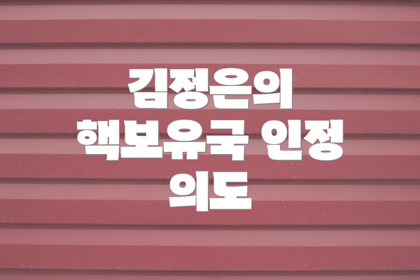 김정은의 핵보유국 인정 의도