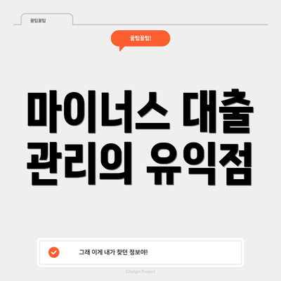 마이너스 대출 관리의 유익점