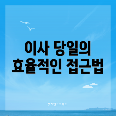 이사 당일의 효율적인 접근법